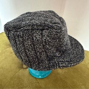 Y2K PUGS BEAR HAT VISOR BEANIE SNOWBOARD SKI WINTER SPORT MARL KNIT FLAT TOP